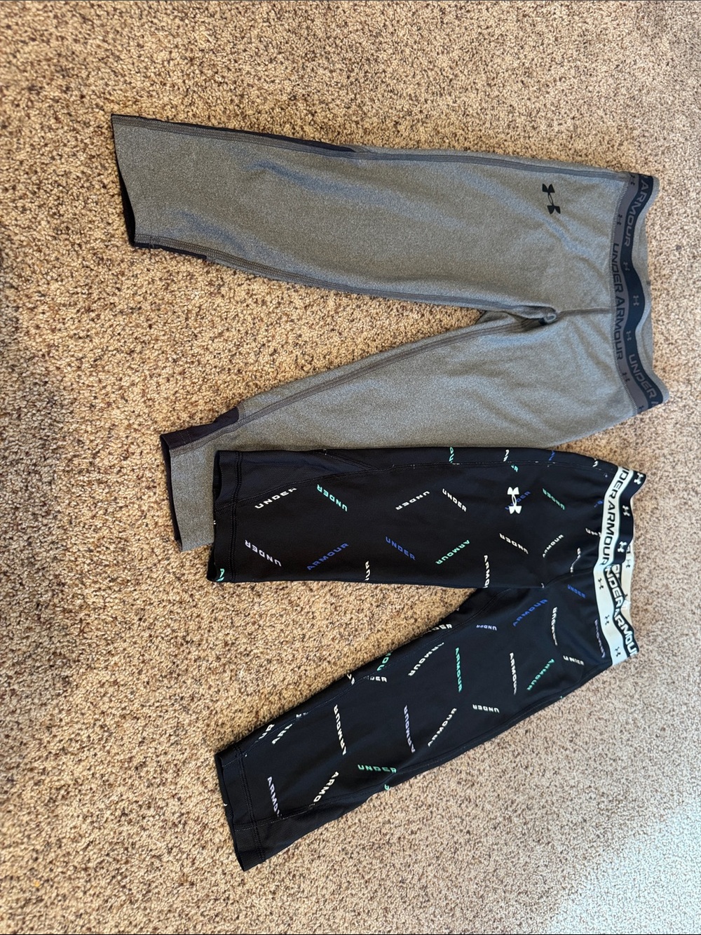 Under Armour Kids Performance Leggings - Gray & Black Pattern